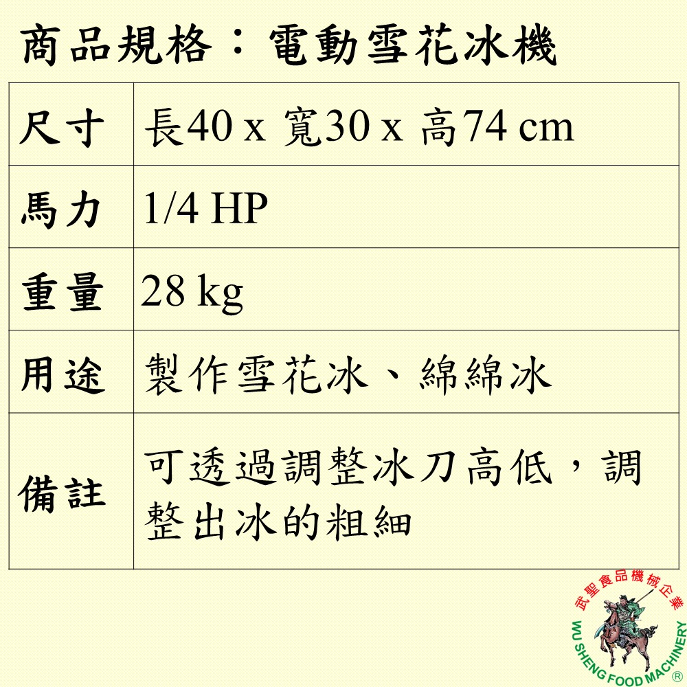 [武聖食品機械]電動雪花冰機 (雪花機 )-細節圖2