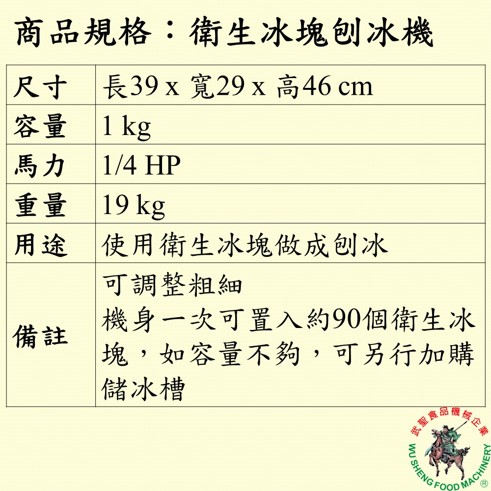 [武聖食品機械]衛生冰塊刨冰機 (刨冰機/挫冰機 )-細節圖2