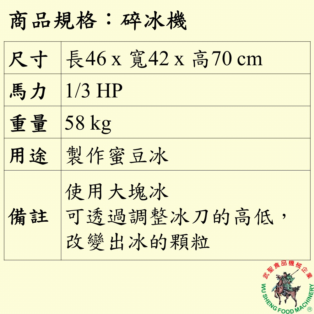 [武聖食品機械]碎冰機 (蜜豆冰/鑽石冰 )-細節圖2