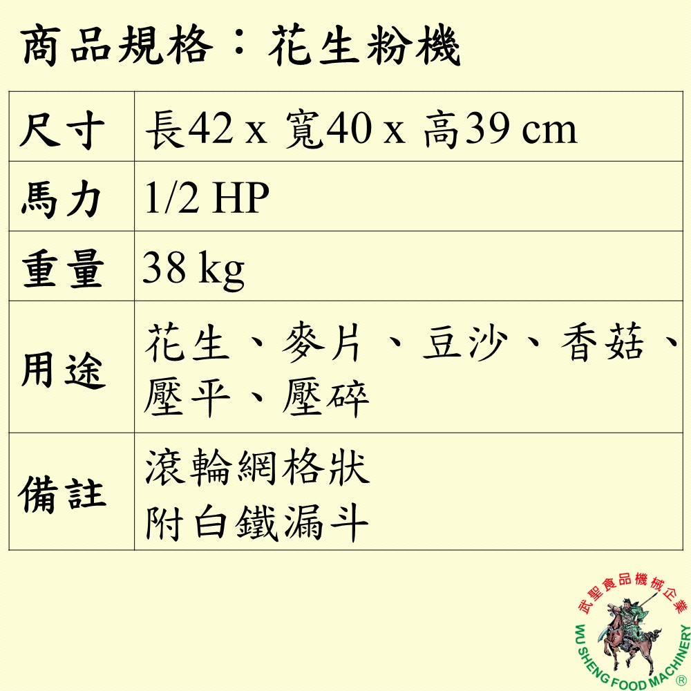 [武聖食品機械]花生粉機 (堅果壓碎機/粉碎機/紅豆/綠豆 )-細節圖2