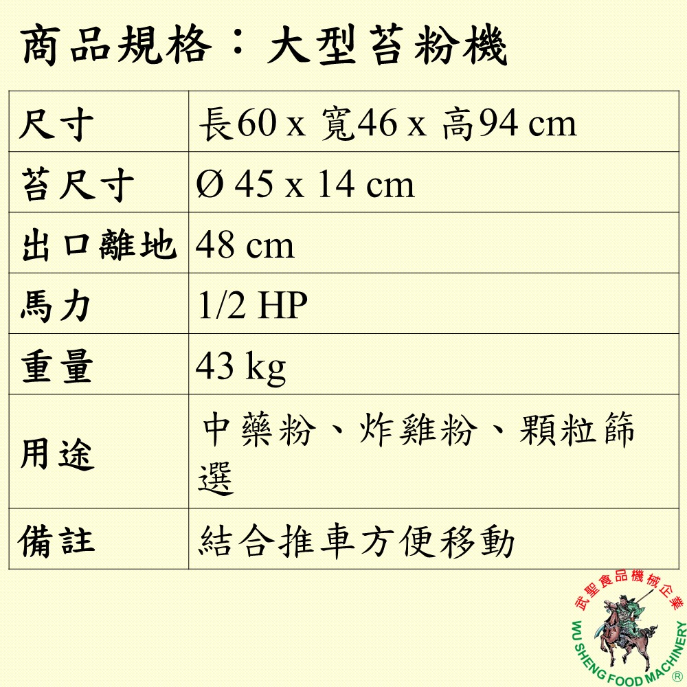 [武聖食品機械]大型苔粉機 (篩粉機/中藥粉/炸雞粉/顆粒篩選 )-細節圖2