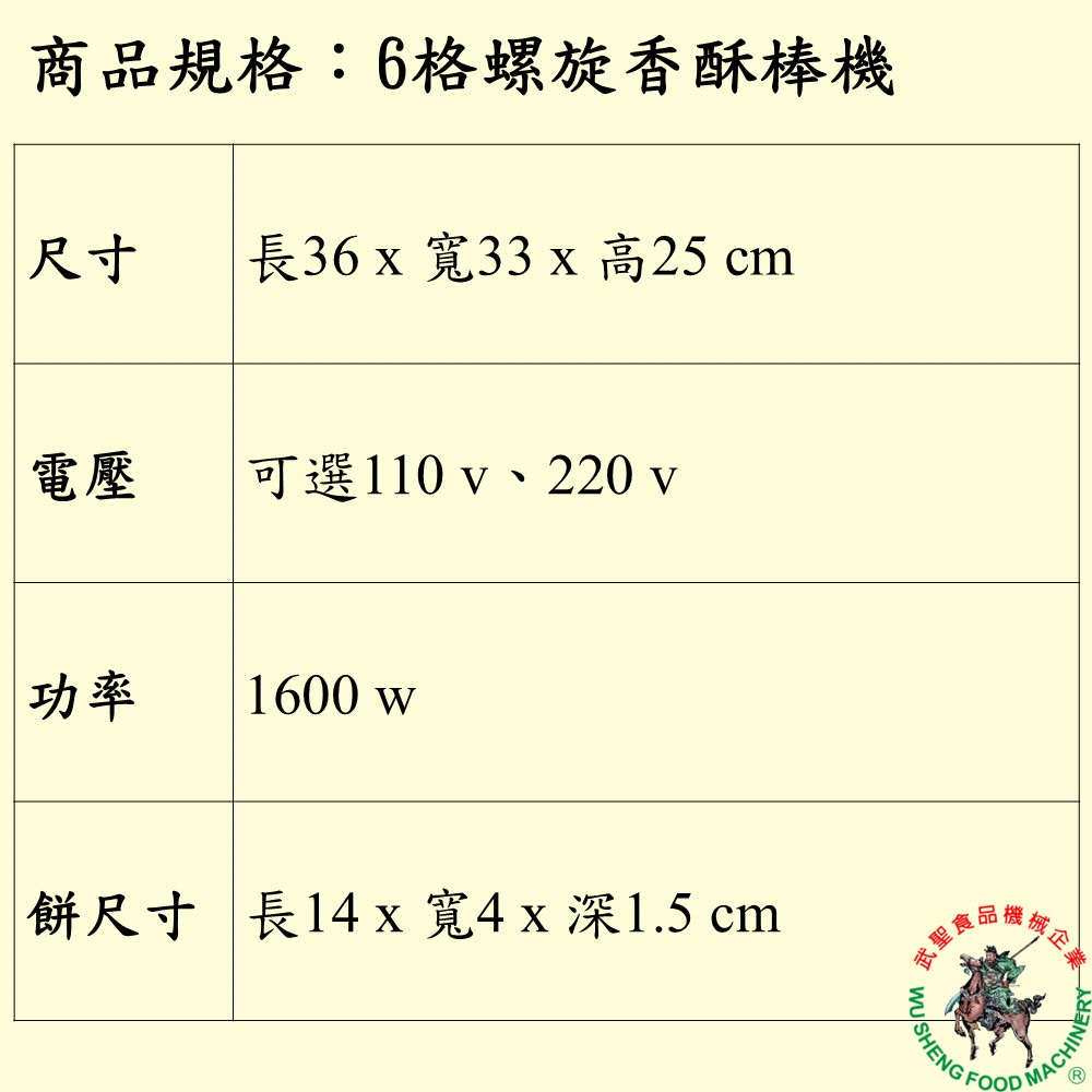 [武聖食品機械]6格螺旋香酥棒機-細節圖2