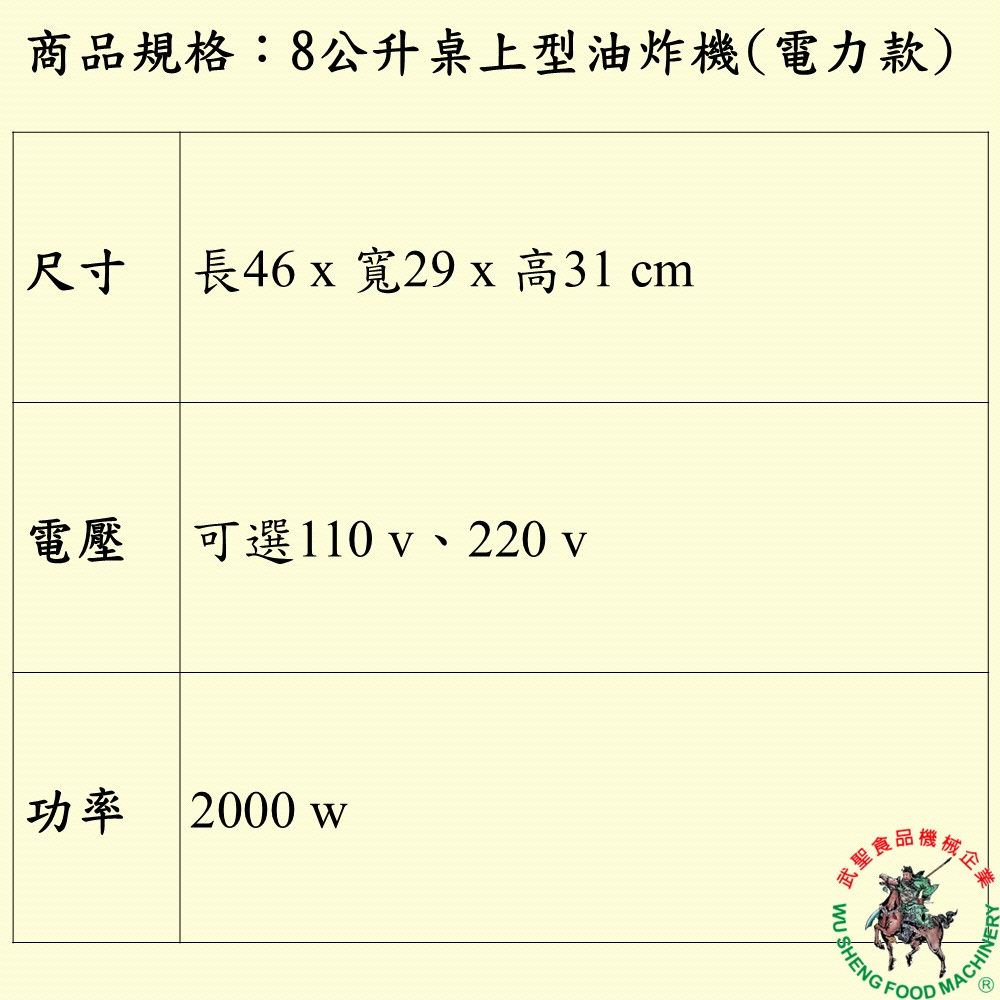 [武聖食品機械]8公升桌上型油炸機(電力款)-細節圖2