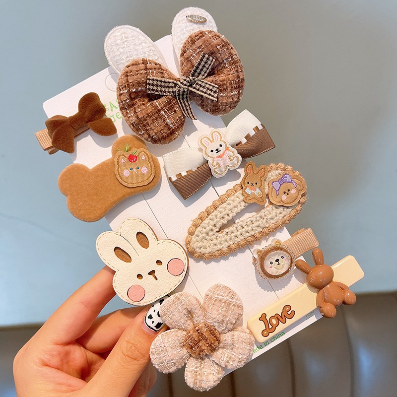 台灣現貨，超可愛髮夾組 毛絨小熊髮夾 蝴蝶結髮夾 蝴蝶結 側邊夾 韓國髮飾 女孩 女童 頭飾髮飾-規格圖1