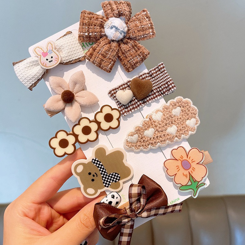 台灣現貨，超可愛髮夾組 毛絨小熊髮夾 蝴蝶結髮夾 蝴蝶結 側邊夾 韓國髮飾 女孩 女童 頭飾髮飾-規格圖1