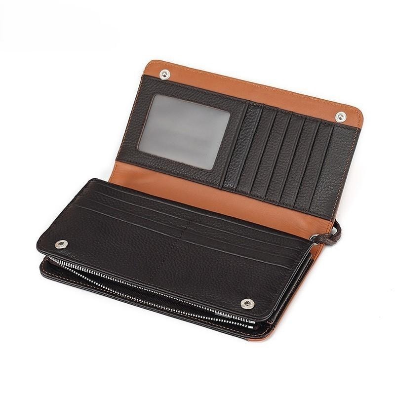 【鹿港現貨】真皮手拿包 牛皮拉鍊長夾 商務復古風 手抓包 皮夾 錢包-細節圖6