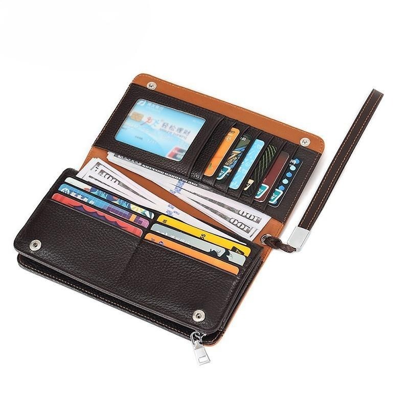 【鹿港現貨】真皮手拿包 牛皮拉鍊長夾 商務復古風 手抓包 皮夾 錢包-細節圖7