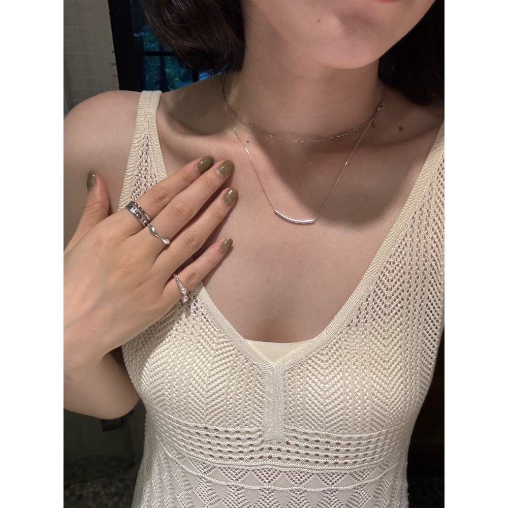 925銀微笑彎管鎖骨鏈-細節圖2