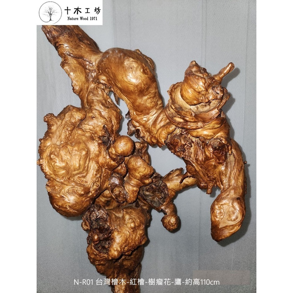 台灣檜木 紅檜 樹瘤花 倒閣木 老件 靈芝 高108cm 花開富貴 十木工坊-細節圖7