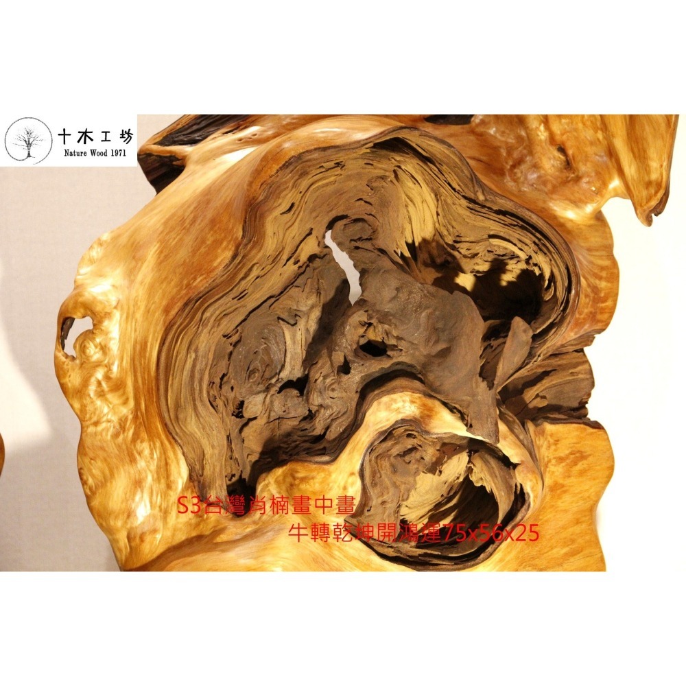 台灣肖楠畫中畫 牛轉乾坤開鴻運 奇木藝品 75cm sS21 十木工坊-細節圖4