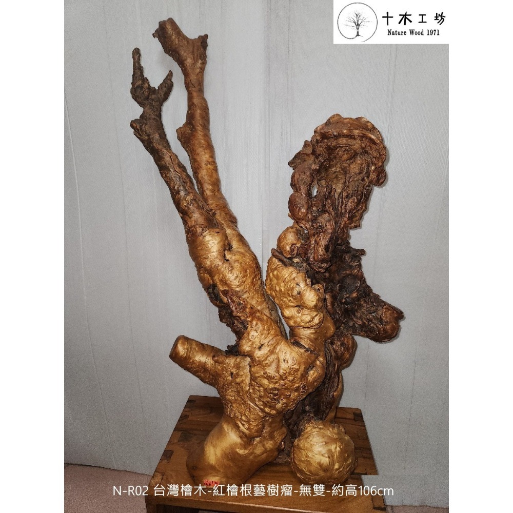 【十木工坊】台灣檜木-紅檜根藝樹瘤-無雙-約高106cm-N-R02-裝置藝術.造型藝術.風水財位-細節圖4