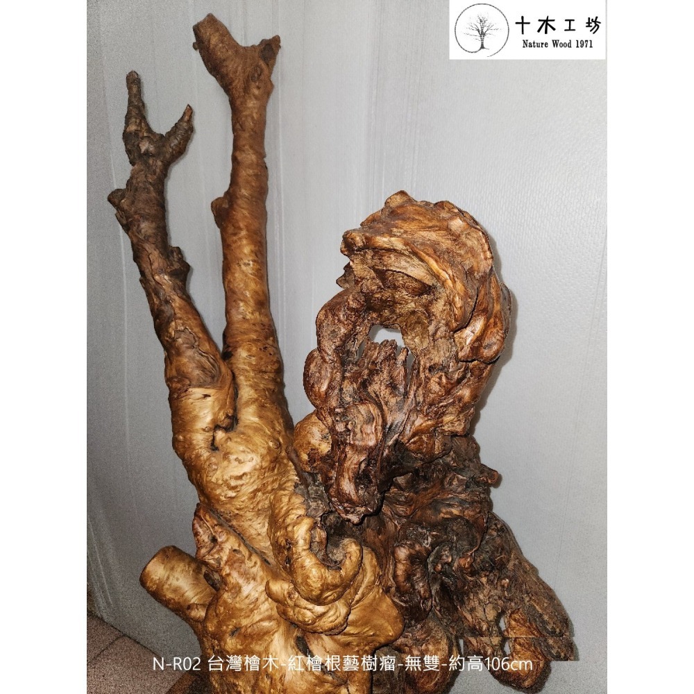 【十木工坊】台灣檜木-紅檜根藝樹瘤-無雙-約高106cm-N-R02-裝置藝術.造型藝術.風水財位-細節圖5