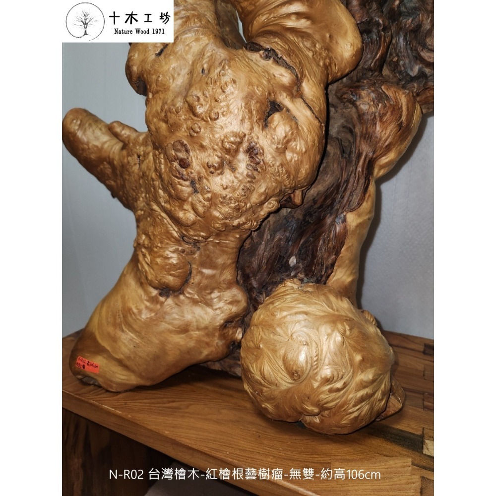 【十木工坊】台灣檜木-紅檜根藝樹瘤-無雙-約高106cm-N-R02-裝置藝術.造型藝術.風水財位-細節圖6