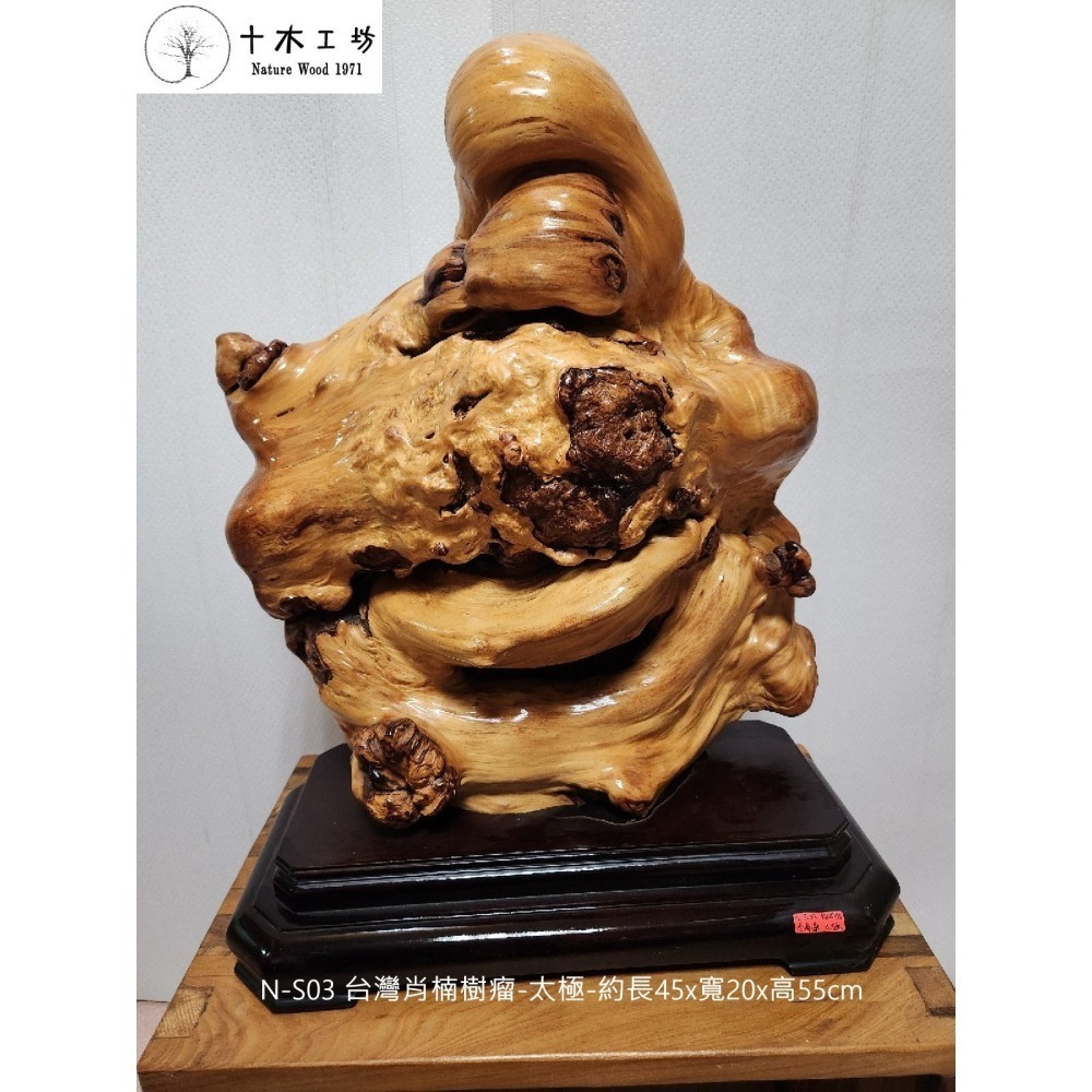 台灣肖楠樹瘤 太極 裝置藝術 55cm N-S03 十木工坊-細節圖2
