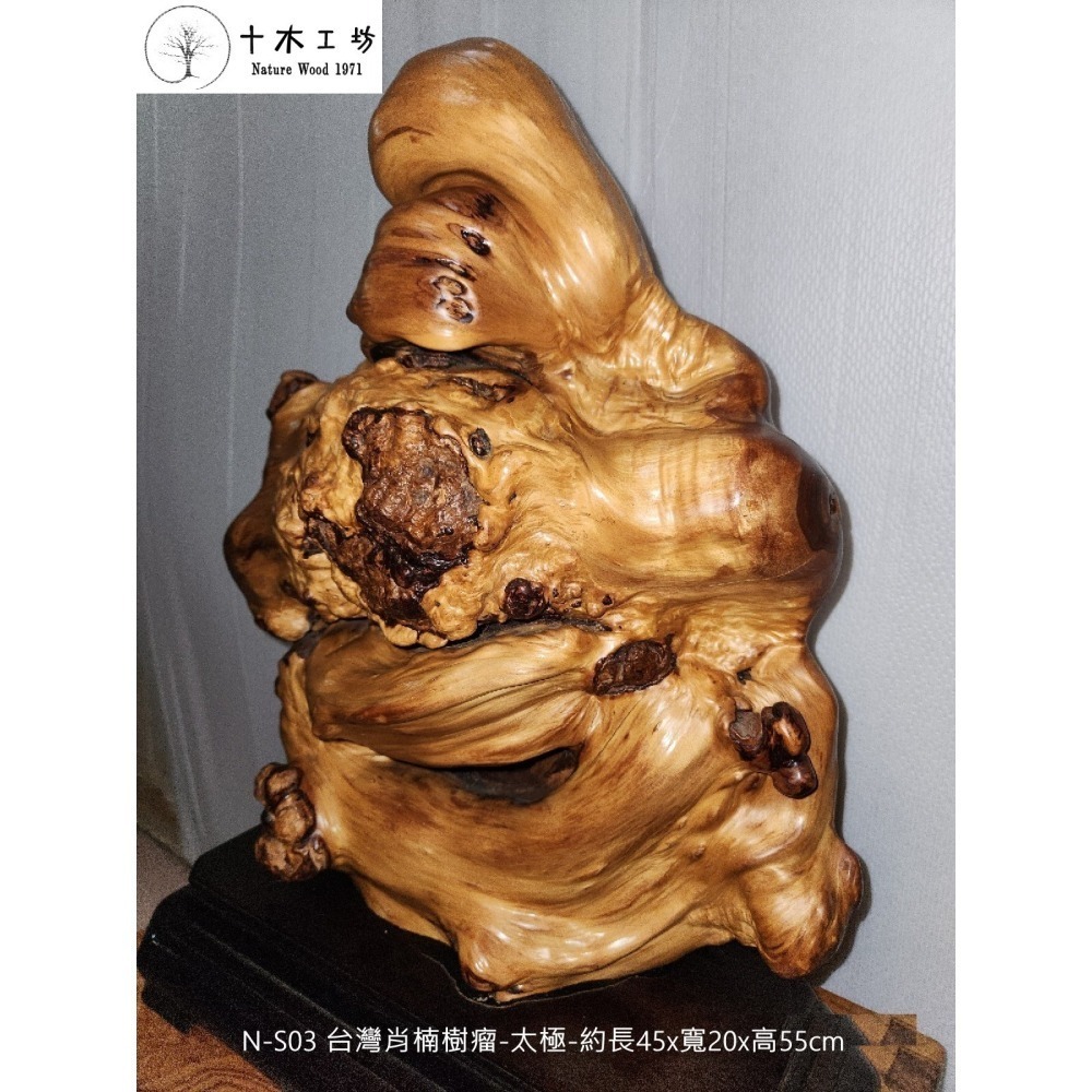 台灣肖楠樹瘤 太極 裝置藝術 55cm N-S03 十木工坊-細節圖5