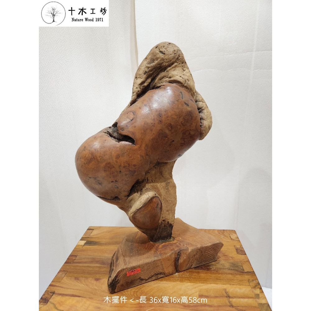 【十木工坊】木擺件＜-長 36x寬16x高58cm-天雕奇木.造型擺設.裝置藝術.山林幽徑系列-細節圖3