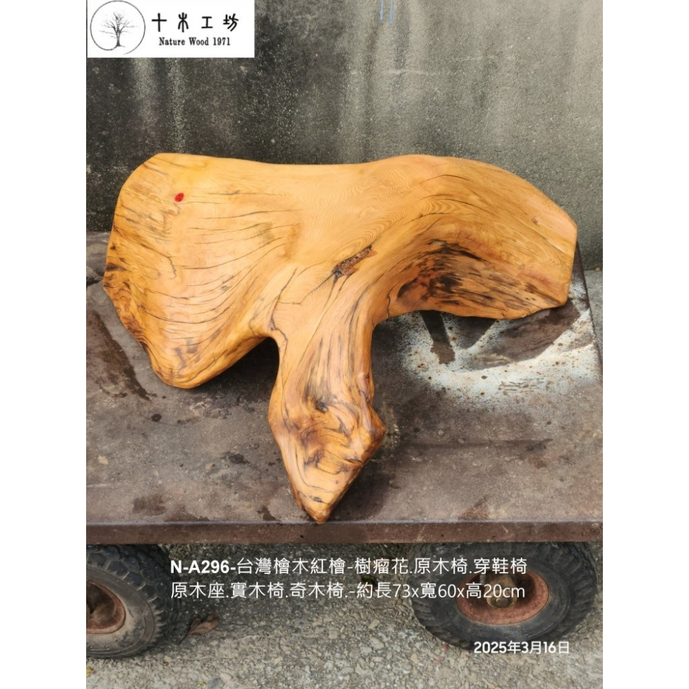 【十木工坊】N-A296-台灣檜木紅檜-樹瘤花.原木椅.穿鞋椅.原木座.實木椅.奇木椅-約長73×寬60×高20cm-細節圖6