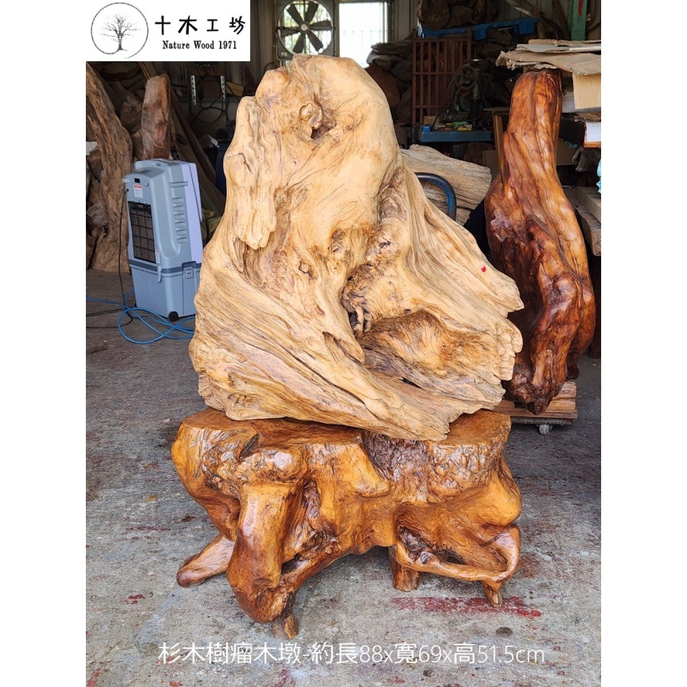【十木工坊】杉木樹瘤木墩.原木座.花台.檯座-約長88x寬69x高51.5cm-細節圖5