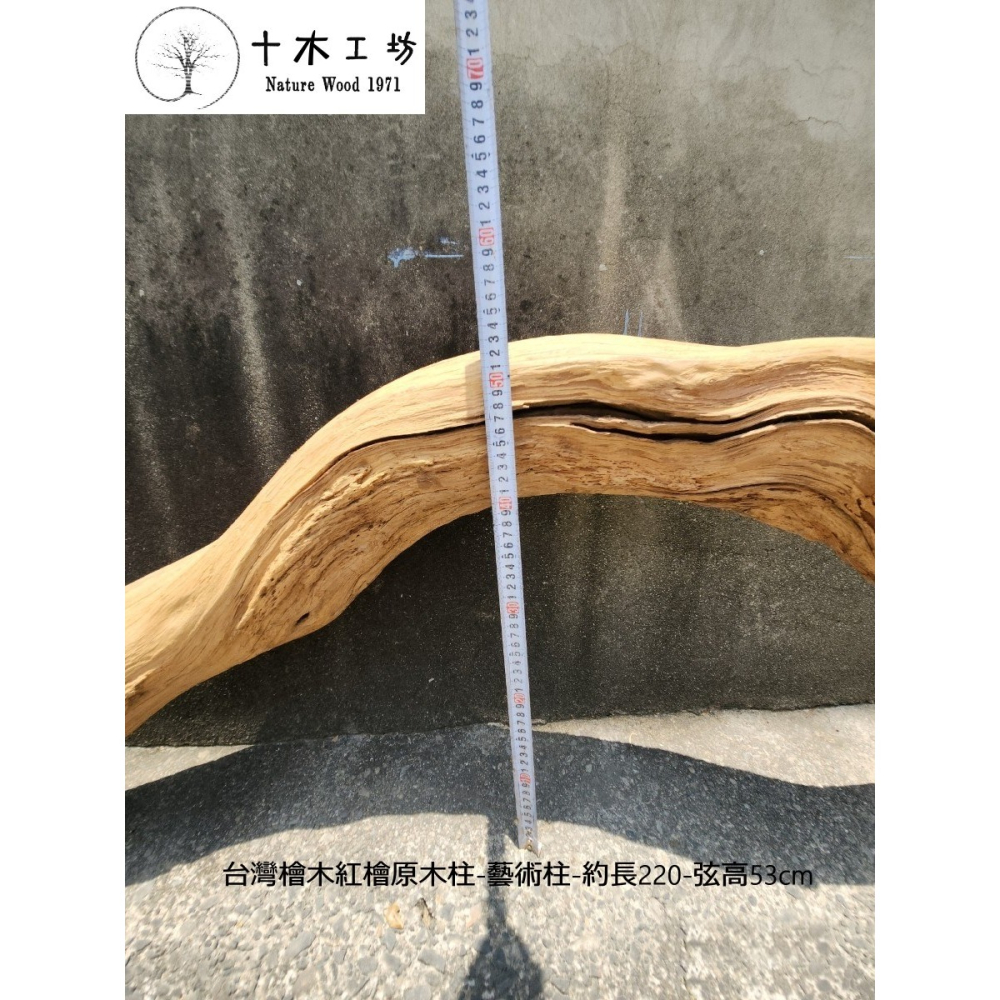 【十木工坊】台灣檜木紅檜原木柱-藝術柱-約長220-弦高53cm-細節圖3