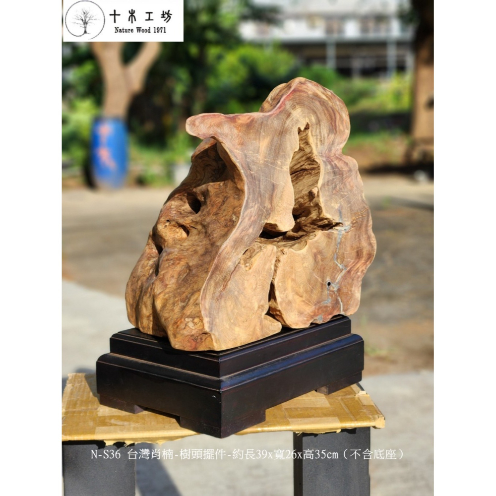 【十木工坊】N-S36 台灣肖楠-樹頭擺件-約長39x寬26x高35cm（不含底座）-細節圖6
