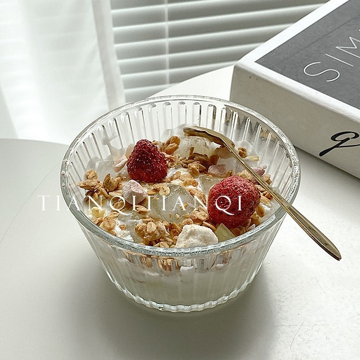 【台灣現貨】 🥣現貨🥣ins風印花玻璃 早餐碗🥣 網紅 餐具 糖果 水碗 水果 沙拉碗 點心碗-細節圖2