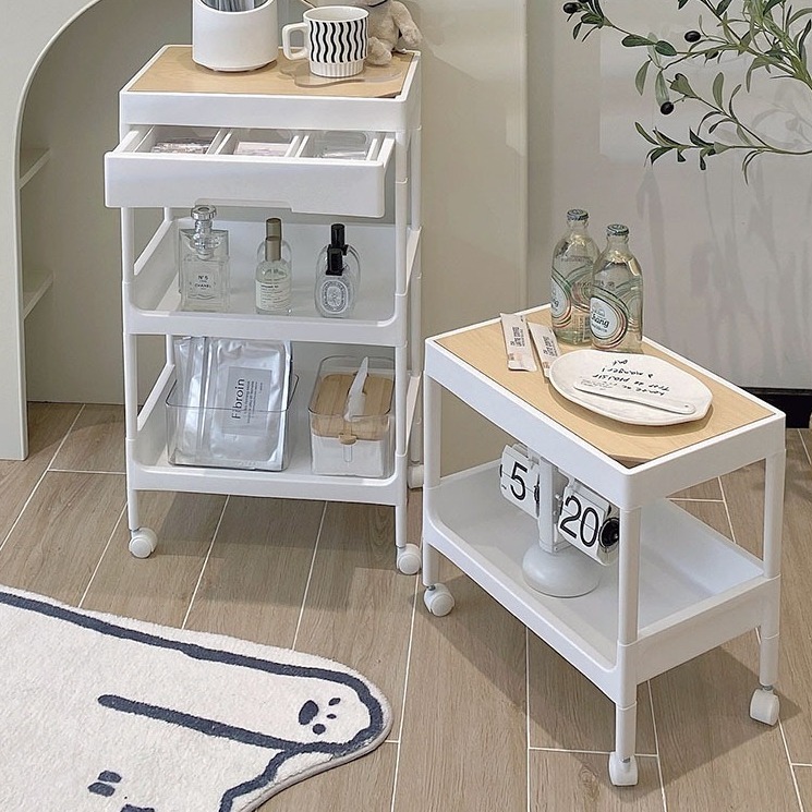 【台灣收納】現貨秒出🔥零食小推車🔥置物架 廚房 落地浴室 移動 床頭櫃 移動餐桌 收納書 放置 推車 架子-細節圖2