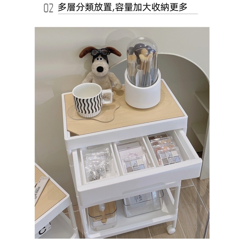 【台灣收納】現貨秒出🔥零食小推車🔥置物架 廚房 落地浴室 移動 床頭櫃 移動餐桌 收納書 放置 推車 架子-細節圖4