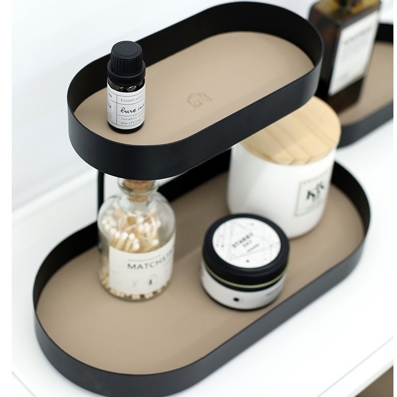 【台灣現貨】✅現貨 香水 保養品 北歐風 ⚪鐵藝收納盤⚫ins風 桌面 收納盒 橢圓形 鑰-細節圖2