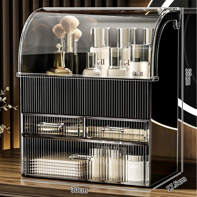 【台灣收納】✅現貨網美網紅💕質感升級✔✔空間優化💕化妝品收納盒💕梳妝台護膚防塵桌面亞克力高級感香水大容量整理箱架-細節圖3