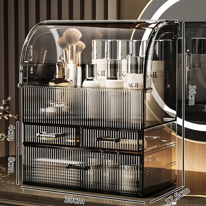 【台灣收納】✅現貨網美網紅💕質感升級✔✔空間優化💕化妝品收納盒💕梳妝台護膚防塵桌面亞克力高級感香水大容量整理箱架-細節圖5