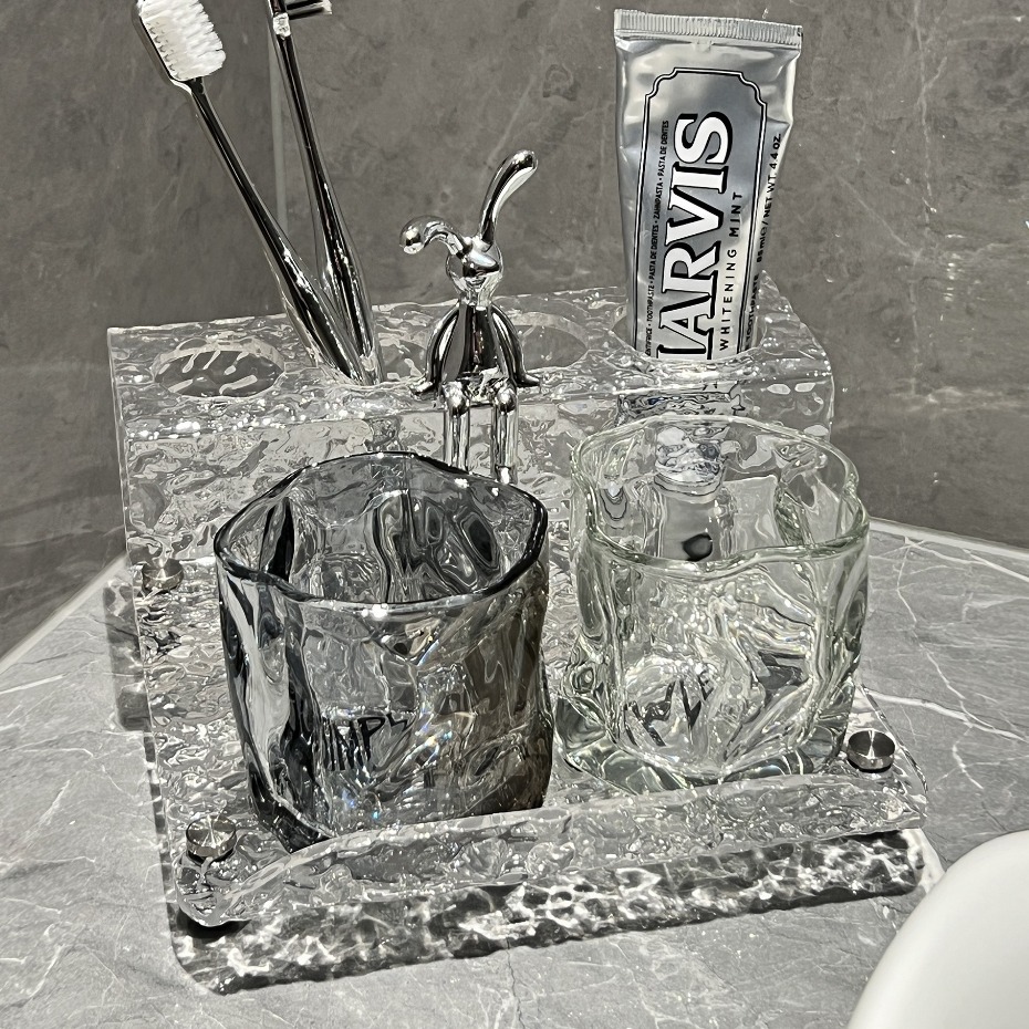 【台灣居家】✅現貨INS輕奢💞牙刷置物架🪥洗漱台🥛刷牙杯牙刷架漱口杯洗漱杯套裝衛生間收納架 C03-細節圖9