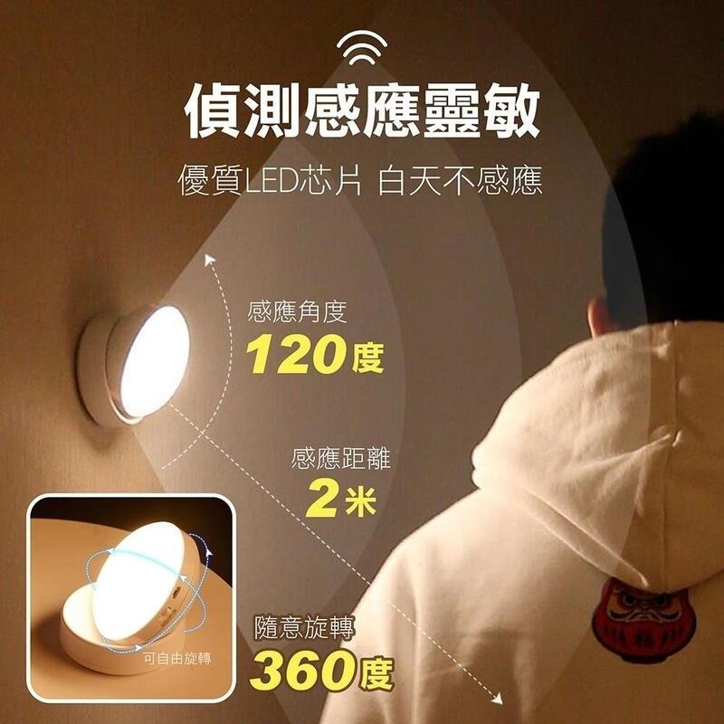 附磁吸底座USB充電式360度智能人體感應燈免安裝壁燈LED床頭燈小夜燈泡櫥櫃燈氛圍燈夜間感應燈節能燈磁吸感應燈走廊燈-細節圖5