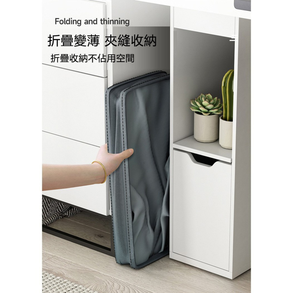 桌下帶輪置物籃🔥大容量可摺疊收納車 小推車置物架四輪推車工作車 洗衣籃髒衣籃 滾輪收納籃 縫隙收納籃置物籃桌下置物車-細節圖7