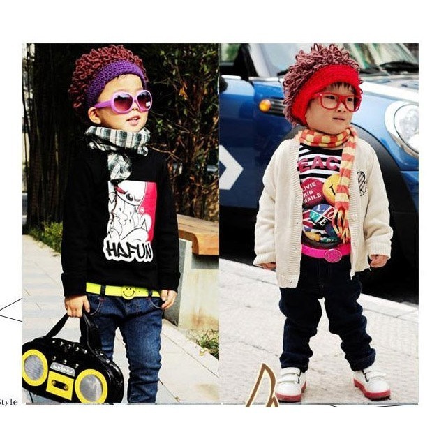 韓版男女款假髮造型帽 童帽 手工假髮爆炸頭毛帽 兒童假髮帽寶寶假髮帽 兒童假髮帽 針織毛線帽 假髮帽子-細節圖2