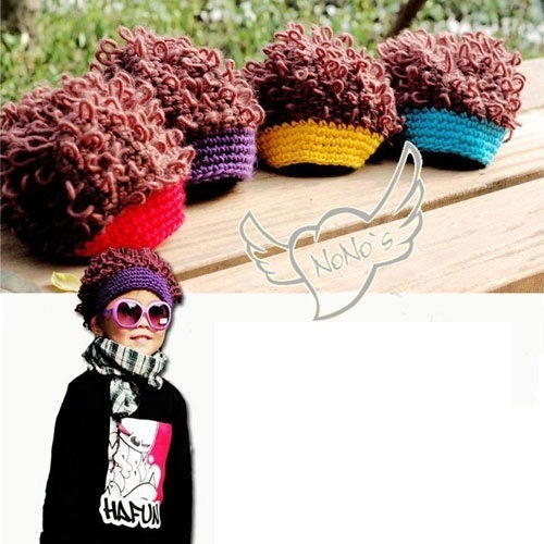 韓版男女款假髮造型帽 童帽 手工假髮爆炸頭毛帽 兒童假髮帽寶寶假髮帽 兒童假髮帽 針織毛線帽 假髮帽子-細節圖3