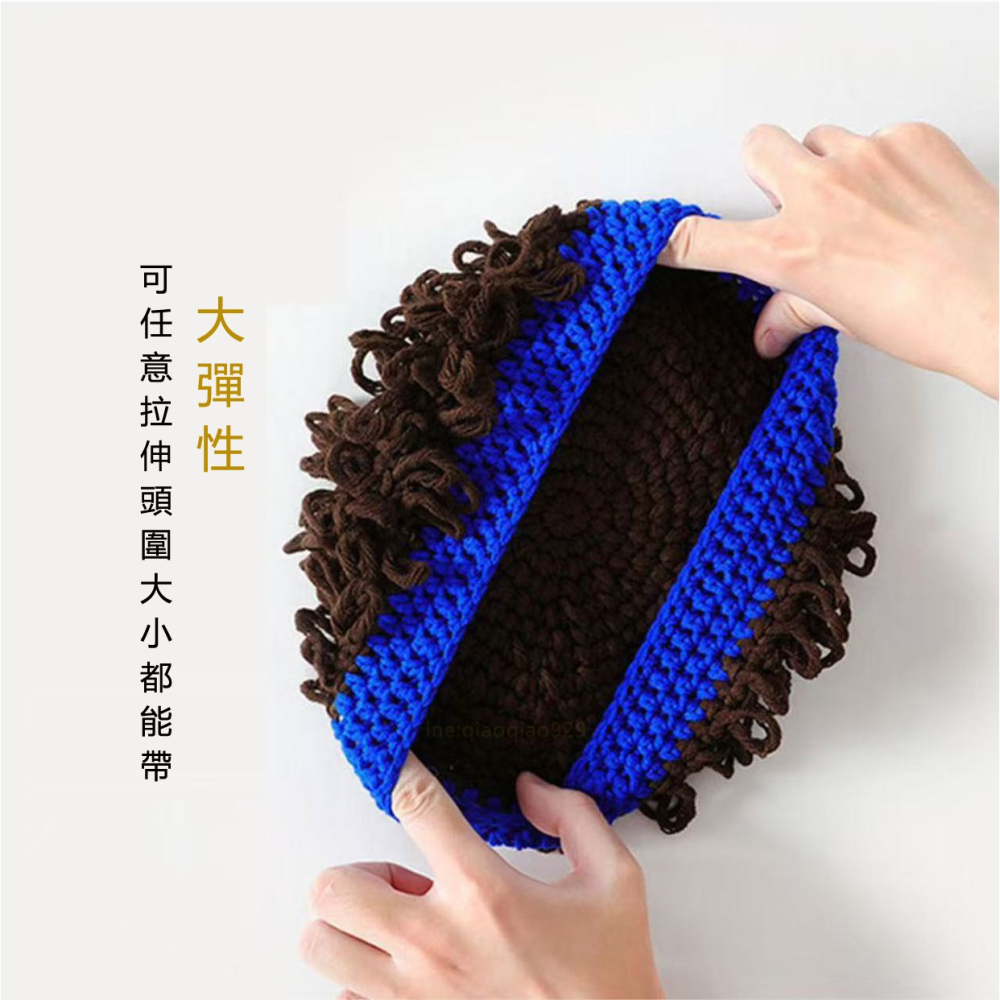 韓版男女款假髮造型帽 童帽 手工假髮爆炸頭毛帽 兒童假髮帽寶寶假髮帽 兒童假髮帽 針織毛線帽 假髮帽子-細節圖4