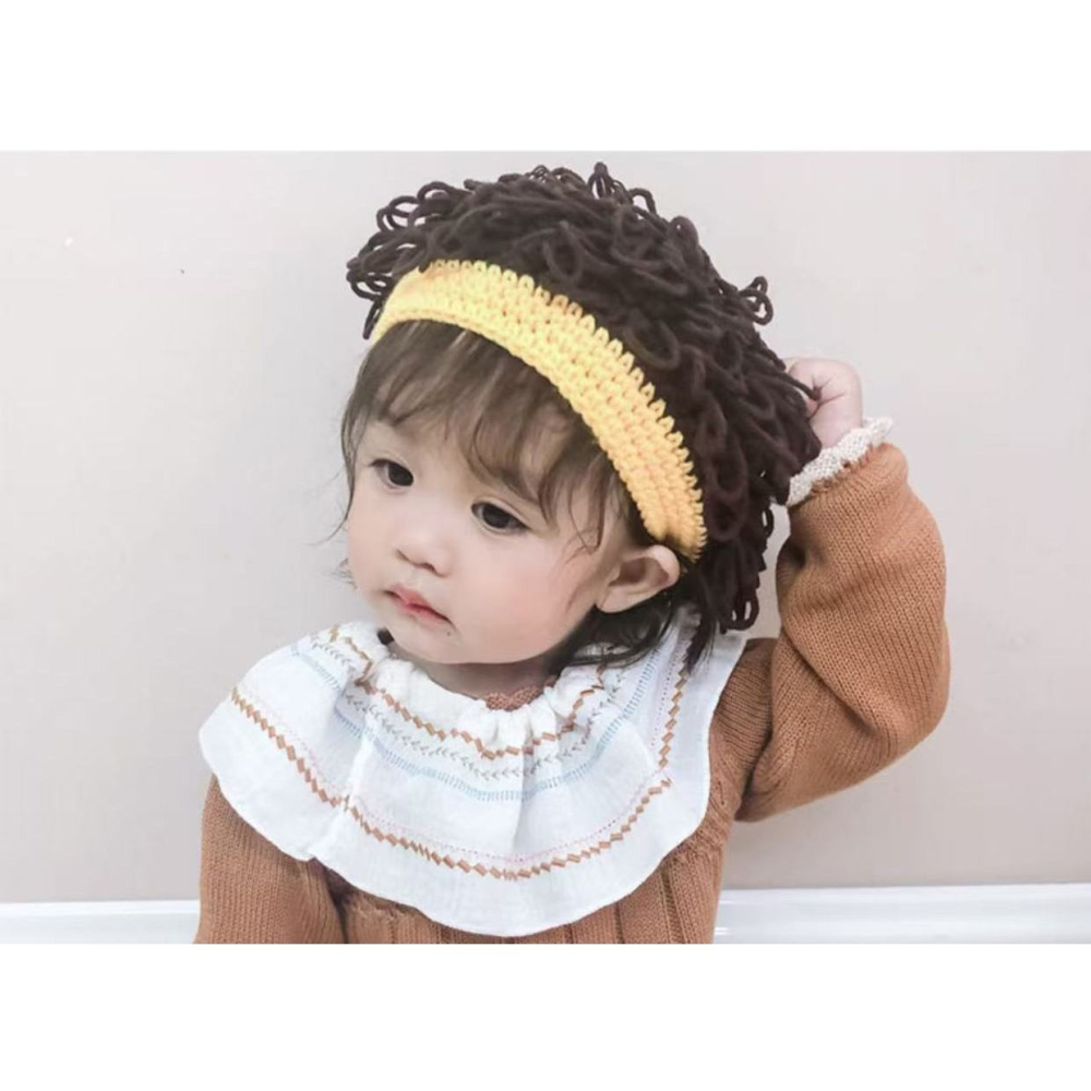 韓版男女款假髮造型帽 童帽 手工假髮爆炸頭毛帽 兒童假髮帽寶寶假髮帽 兒童假髮帽 針織毛線帽 假髮帽子-細節圖5