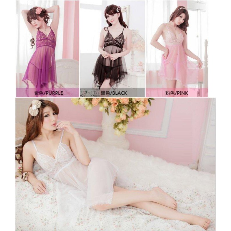 性感睡衣睡裙蕾絲細帶吊帶裙 透明性感睡衣情趣睡衣 性感內衣情趣內衣大擺性感睡裙 薄紗套裝吊帶睡裙-細節圖2