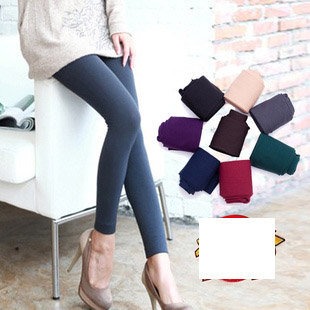 糖果色秋冬韓版顯瘦拉絨打底褲 竹炭加厚單層拉毛九分褲 連褲襪 保暖褲 打底褲 內搭褲-細節圖2