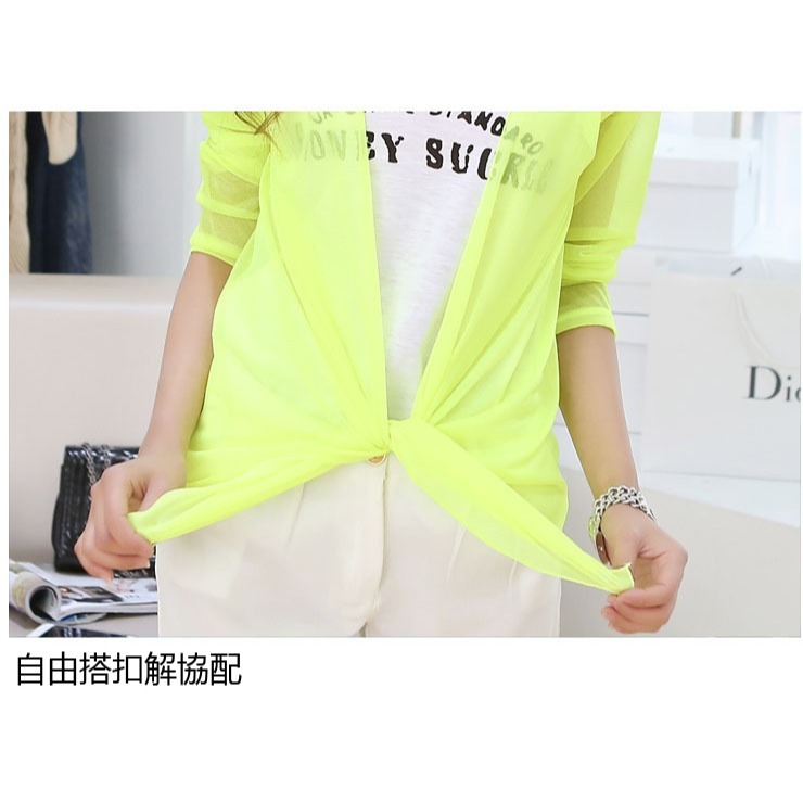 多色-糖果色超薄長袖防曬衣 雪紡衫皮膚風衣 冷氣衫披肩/薄外套仿曬外套.顯瘦外套 透明防曬衣 夏日薄防曬衣空調罩衫外套-細節圖6