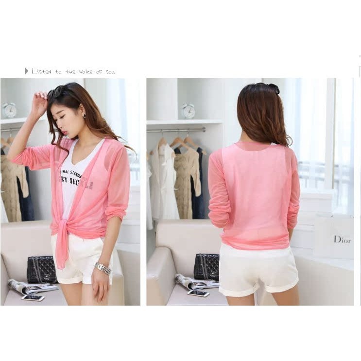 多色-糖果色超薄長袖防曬衣 雪紡衫皮膚風衣 冷氣衫披肩/薄外套仿曬外套.顯瘦外套 透明防曬衣 夏日薄防曬衣空調罩衫外套-細節圖8