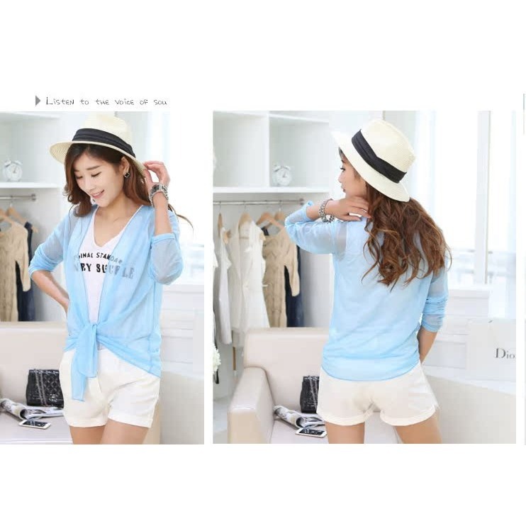 多色-糖果色超薄長袖防曬衣 雪紡衫皮膚風衣 冷氣衫披肩/薄外套仿曬外套.顯瘦外套 透明防曬衣 夏日薄防曬衣空調罩衫外套-細節圖9