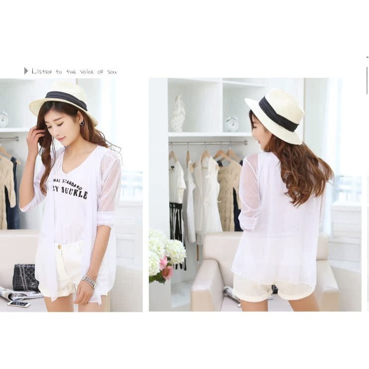 多色-糖果色超薄長袖防曬衣 雪紡衫皮膚風衣 冷氣衫披肩/薄外套仿曬外套.顯瘦外套 透明防曬衣 夏日薄防曬衣空調罩衫外套-細節圖10