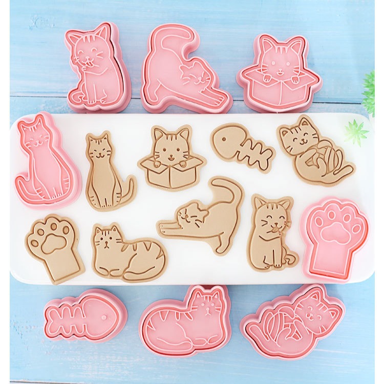 [預購]餅乾模具 貓咪 8件組-細節圖2