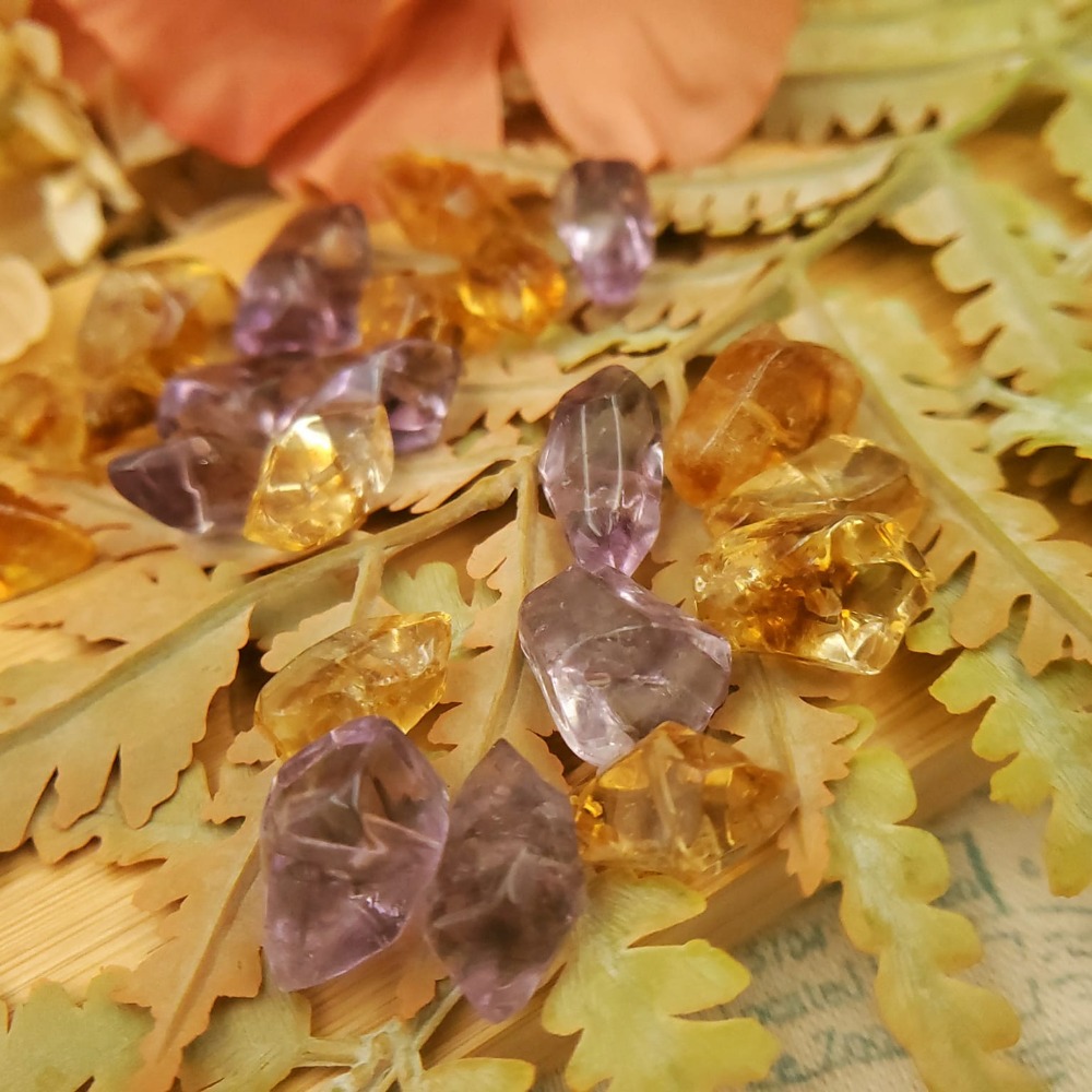 紫黃水晶隨行珠 不規則水晶珠 水晶文玩飾品-細節圖4