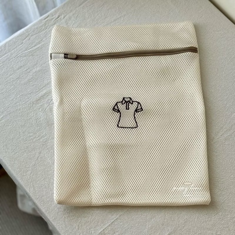 poppy-洗衣服必備 加厚刺繡 米黃色洗衣袋 洗衣網袋 衣物護洗袋 洗衣袋 洗衣網-規格圖3