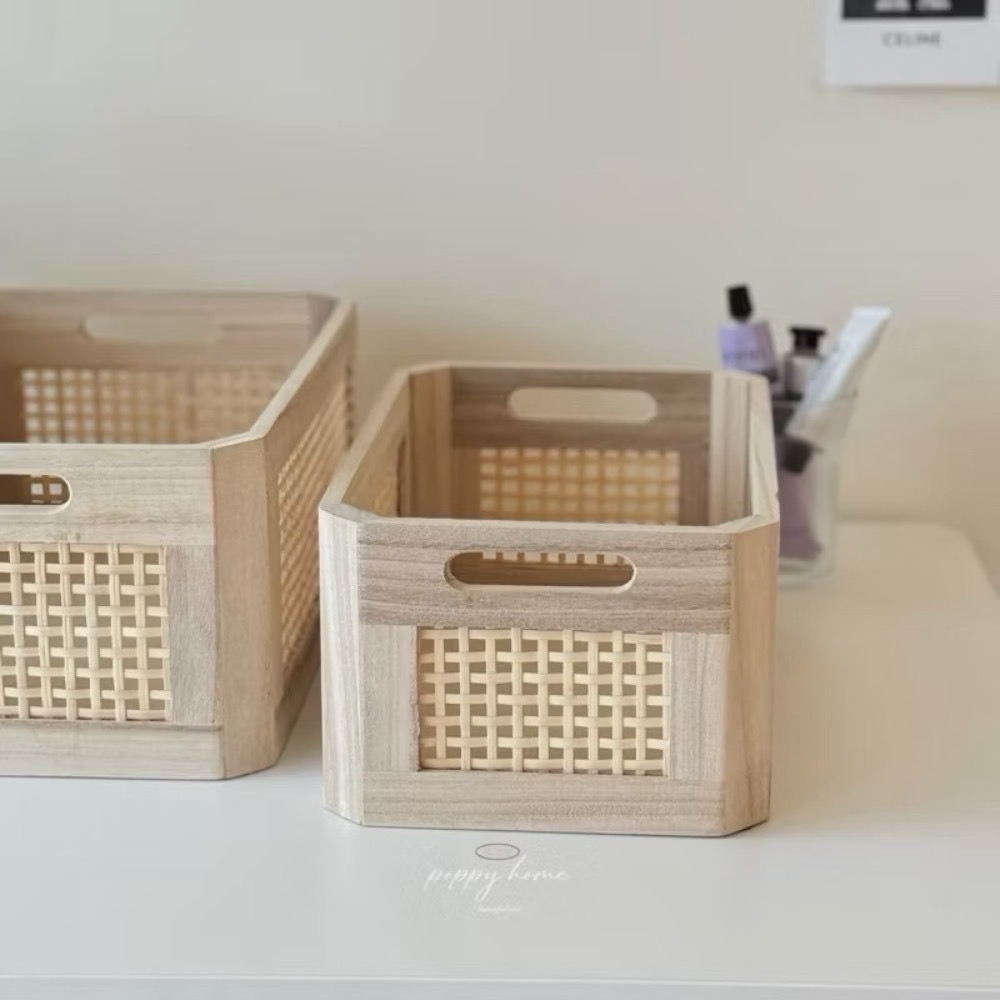 poppy-手工藤編收納盒 木籃 木盒收納籃 桌上收納盒 餐桌收納 櫃子收納 雜物收納框 化妝品收納-規格圖7