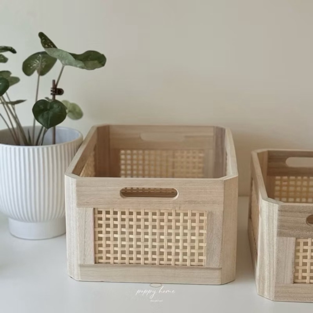 poppy-手工藤編收納盒 木籃 木盒收納籃 桌上收納盒 餐桌收納 櫃子收納 雜物收納框 化妝品收納-規格圖7