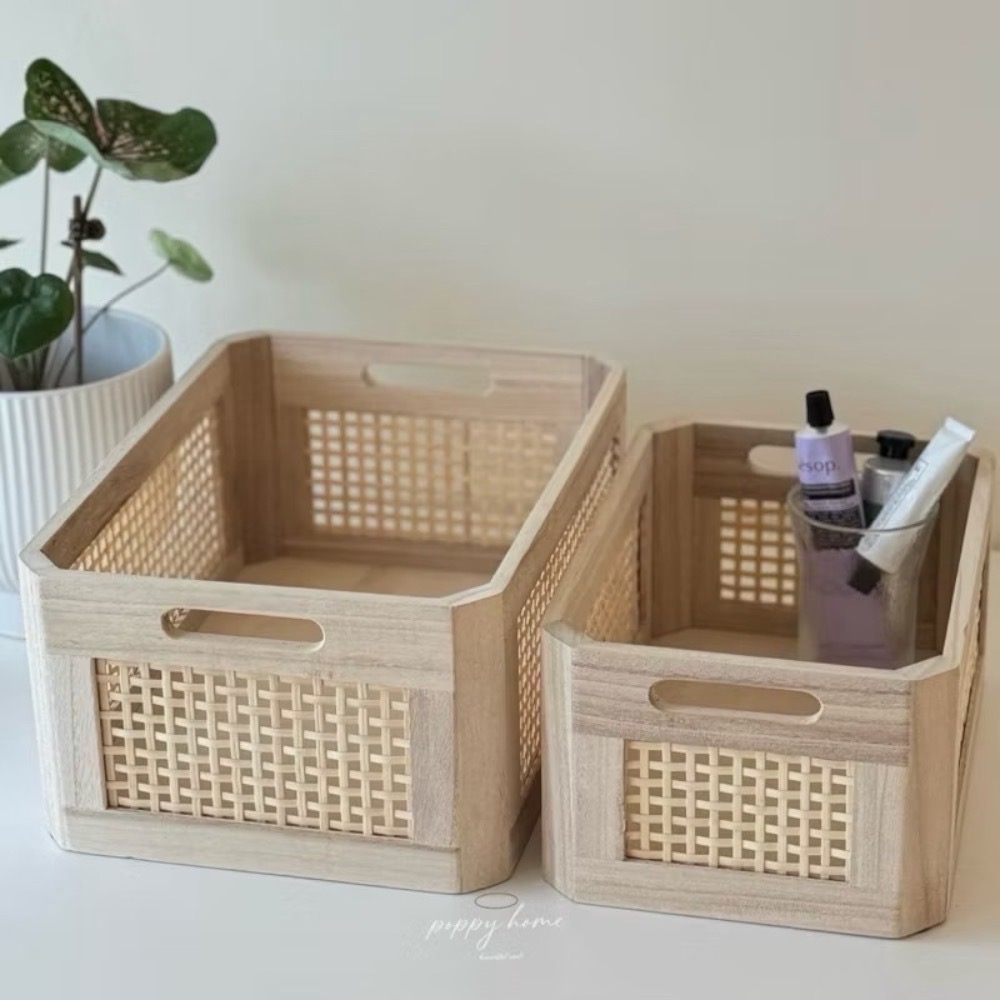 poppy-手工藤編收納盒 木籃 木盒收納籃 桌上收納盒 餐桌收納 櫃子收納 雜物收納框 化妝品收納-規格圖7