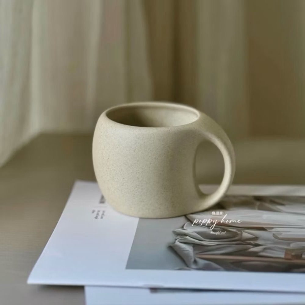 poppy-日式復古咖啡杯 粗陶精緻拿鐵杯 灣灣杯 水杯 杯子湯匙組 甜品杯 趣味 交換禮物 侘寂風-細節圖2